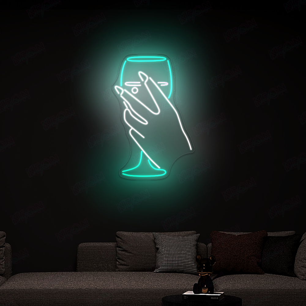 Hand Wine Glass Neon Sign