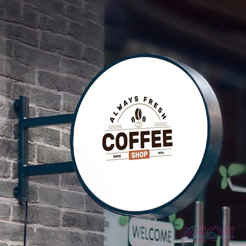 LED advertising light box logo round, oval, rectangular single or double-sided, customizable pattern