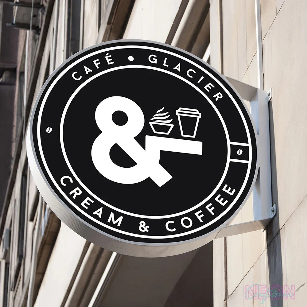 LED advertising light box logo round, oval, rectangular single or double-sided, customizable pattern