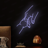 Baby holding hands neon sign, kids room decoration