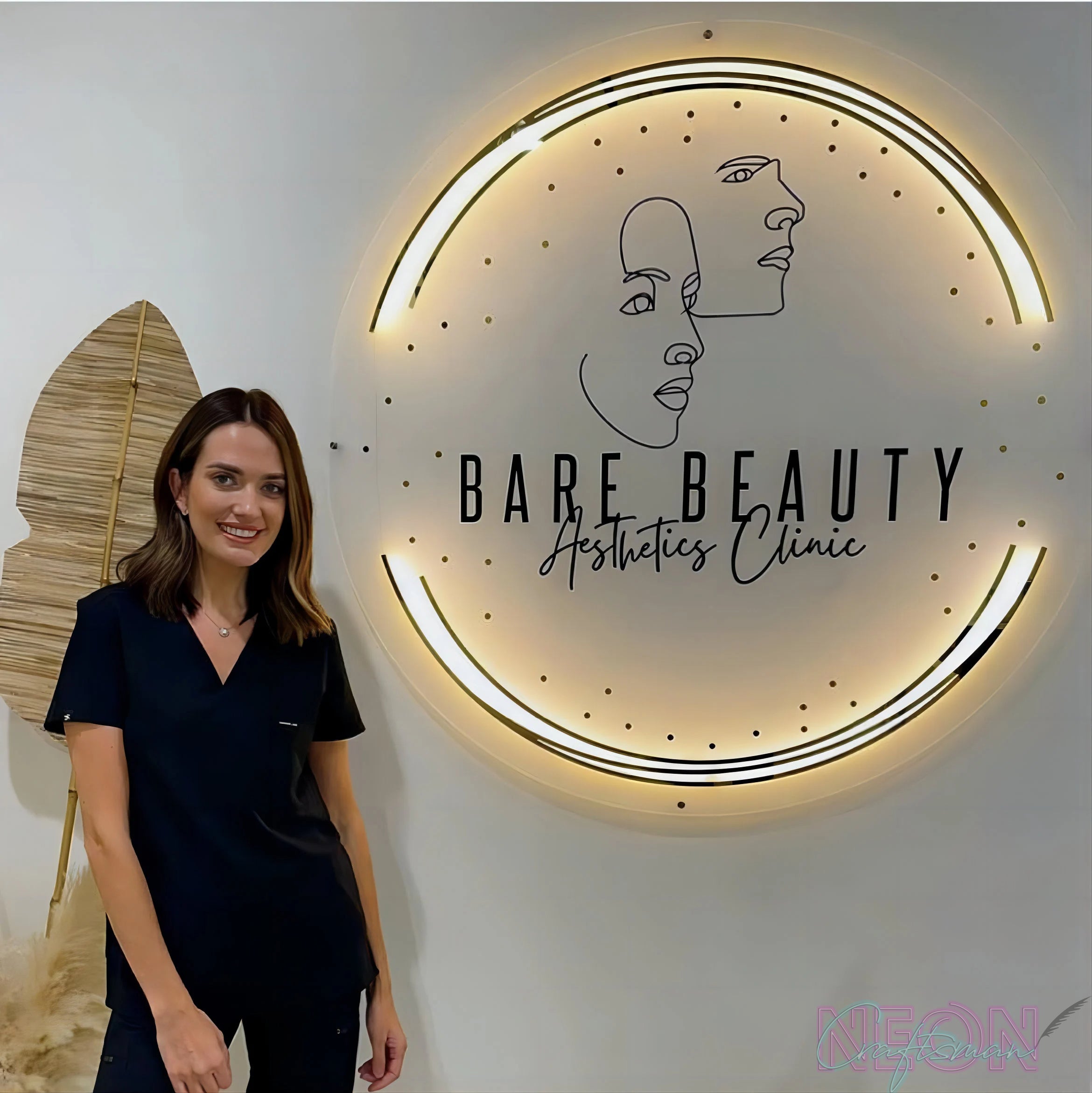 Golden acrylic patch craft neon sign business logo