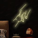Baby holding hands neon sign, kids room decoration