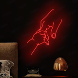 Baby holding hands neon sign, kids room decoration
