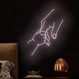 Baby holding hands neon sign, kids room decoration