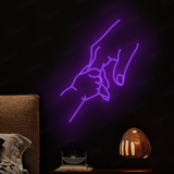 Baby holding hands neon sign, kids room decoration