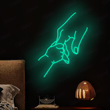 Baby holding hands neon sign, kids room decoration