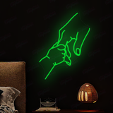 Baby holding hands neon sign, kids room decoration