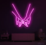 Touching Hands Neon Sign