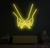 Touching Hands Neon Sign